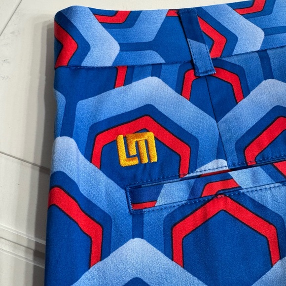 Loudmouth Golf Men’s Sz 32x32 Blue Red Geometric Cotton Pants Trousers NWOT - Picture 6 of 6